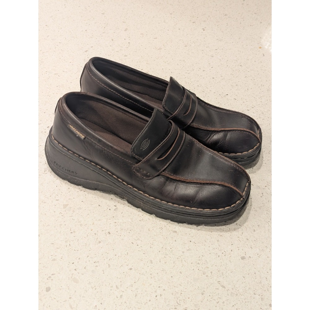 Vintage Skechers Y2K Grunge Brown Leather Chunky Oxford‎ Loafers Women's 8.5 US